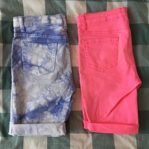 Cherokee | 2 Super Skinny Shorts (Tie Dye + Neon)